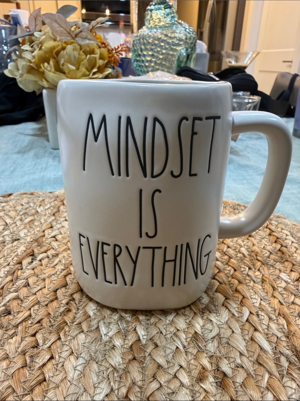 Rae Dunn White Ceramic 'Mindset Is Everything' Quote Mug